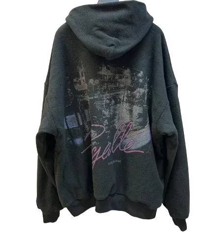 Paris Night View Polar Fleece Hooded Jacket