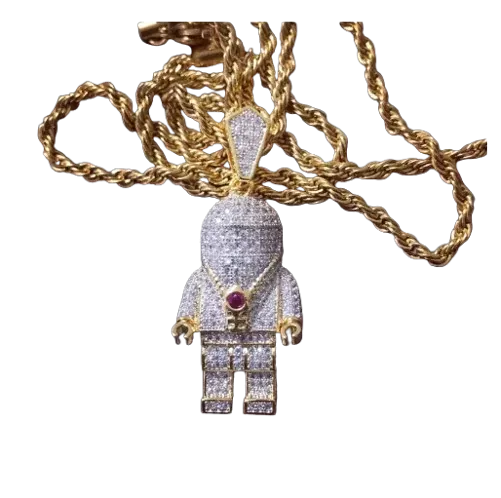 Iced out Lego Astronaut Necklace