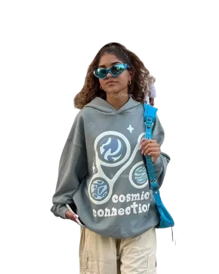 Planet Print Oversized Hoodie