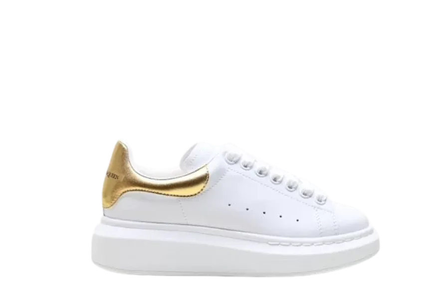 ALEXANDER MCQUEEN WOMENS WHITE LEATHER SNEAKERS