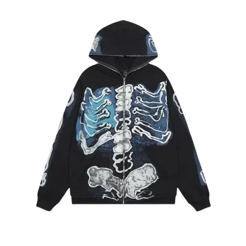 TRAVIS SCOTT x KAWS Lightning Co-Branded Skull Print Cardigan Sweatshirt