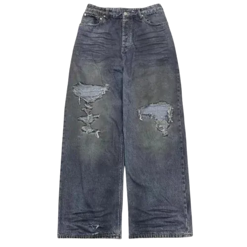 Balenciaga Mud Distressed Denim